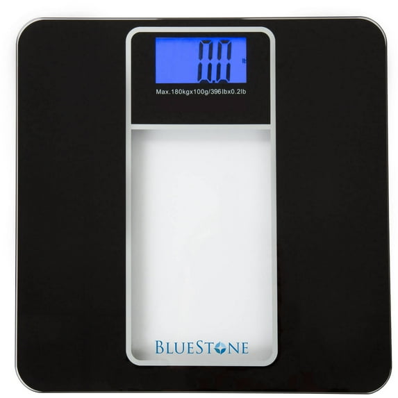 Bluestone Digital Glass Bathroom Scale with LCD Display, Black