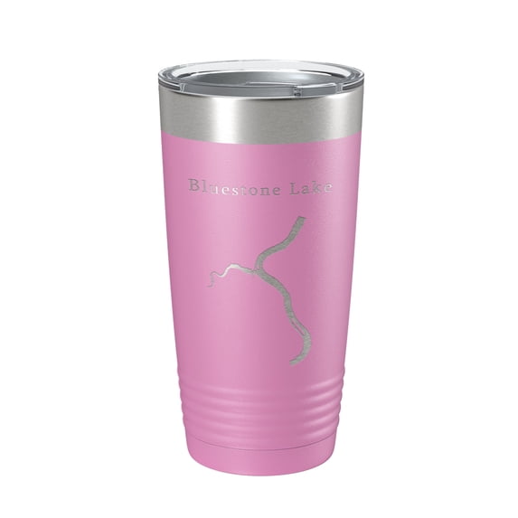 Bluestone Lake New River Map Tumbler Travel Mug Insulated Laser Engraved Coffee Cup West Virginia 20 oz Light Purple