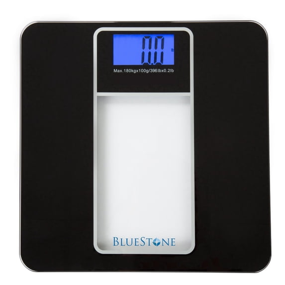 bluestone tempered glass digital bathroom scale - black