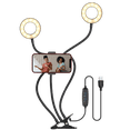 thumbnail image 1 of Bluestone USB Dual Ring Light Streaming Kit with Phone Holder, Mounting Clip, & Wired Remote (Cellphone NOT Included), 1 of 7