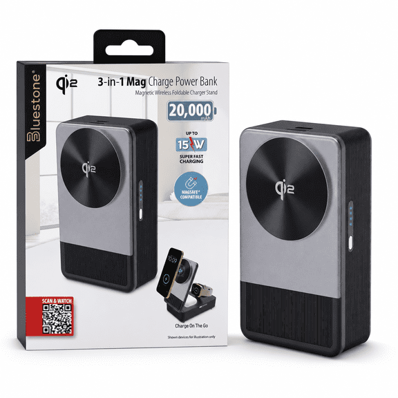 Bluestone WM-PBW16-GY 3-in-1 Mag Charge 20,000mAh Portable Power Pack