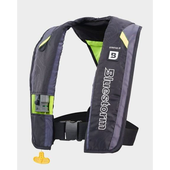 Bluestorm Gear Stratus 35 Inflatable PFD Life Jacket (Hi-Vis Green) | US Coast Guard Approved Automatic/Manual Life Vest for Adults
