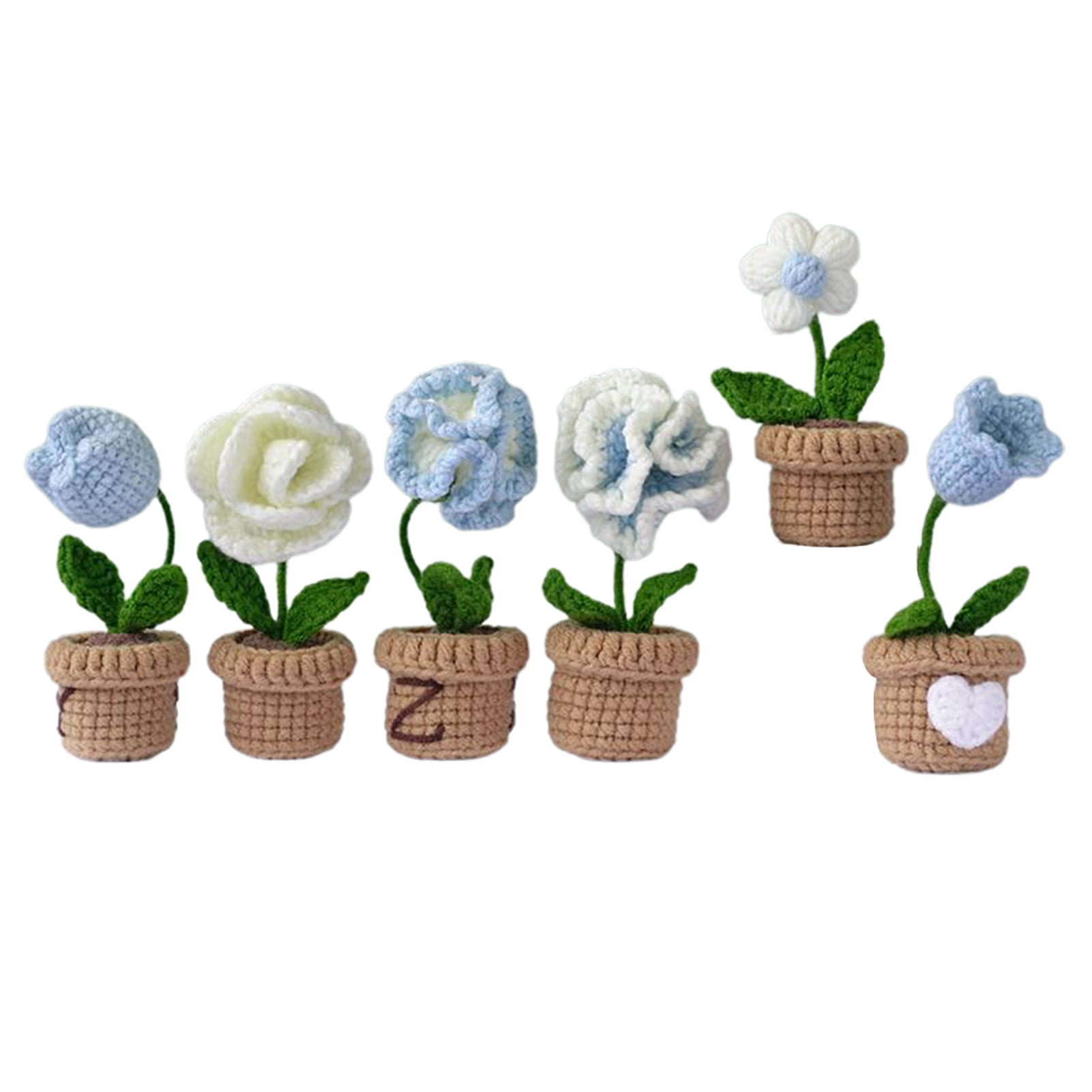  One Piece Potted Blue Rose Beginners Crochet Kit
