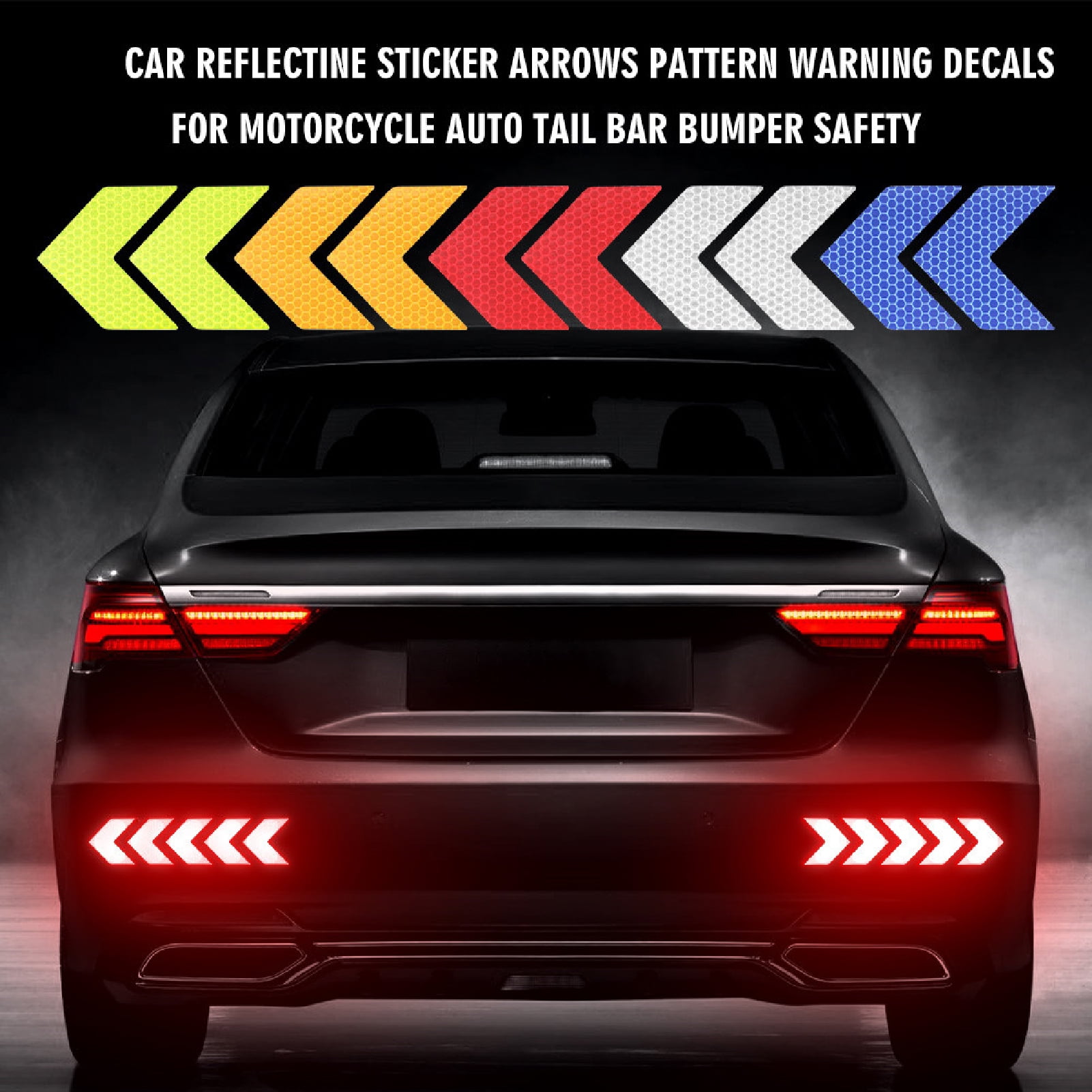 0.4''197'' Car Reflective Strips Stickers for Body Rim, Funny DIY Warning Safety Decoration Strip Decals, Self-Adhesive Night Visibility Reflective Ta