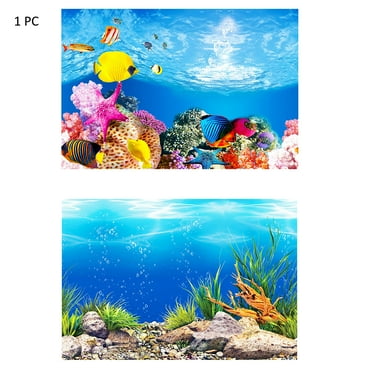 Bluethy Aquarium Background Poster Ocean Self-adhesive Fish Tank Backdrop Sticker Decor
