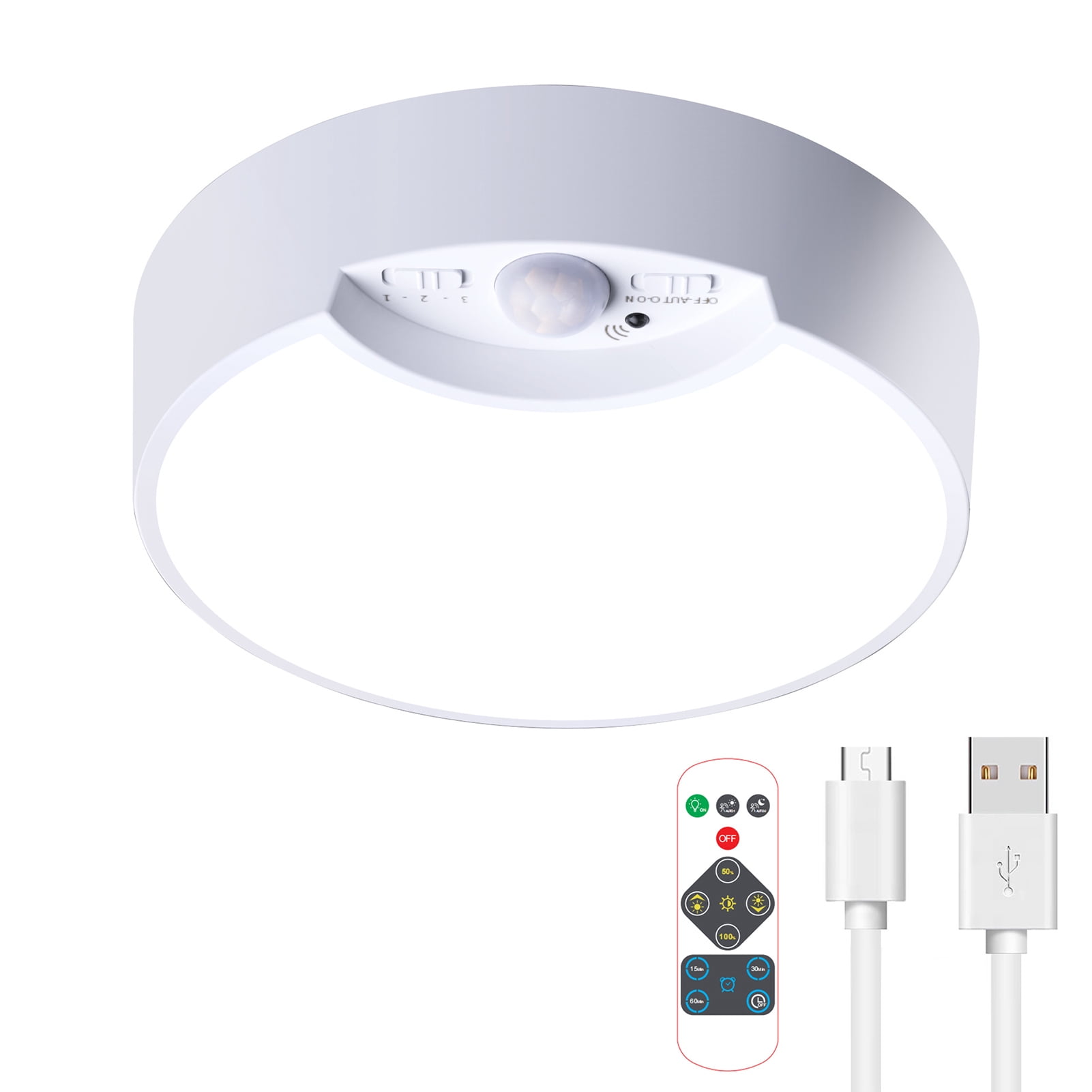 Bluethy LED Ceiling Light with Remote Control Dimmable Memory Function Battery Powered USB Rechargeable Motion Sensor Light Indoor Closet Light