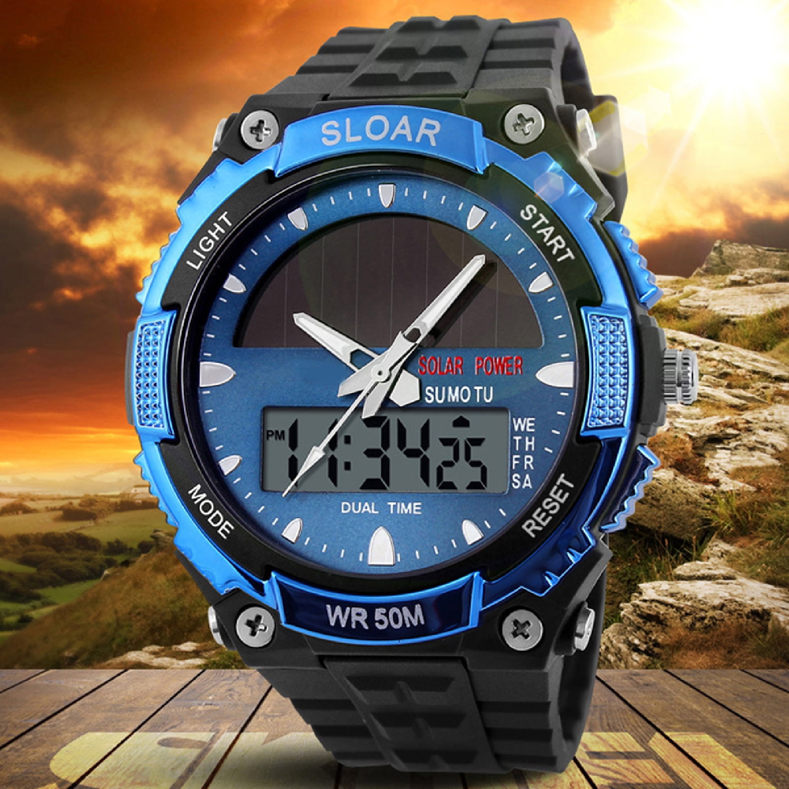 Solar powered waterproof watch new arrivals