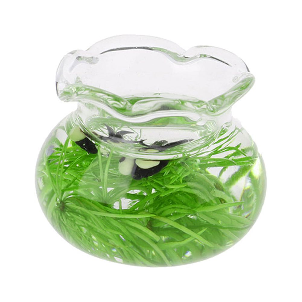 Bluethy Miniature Simulation Glass Fish Tank Aquarium for 1/12 DIY ... - Miniature Fish Tank Decorations