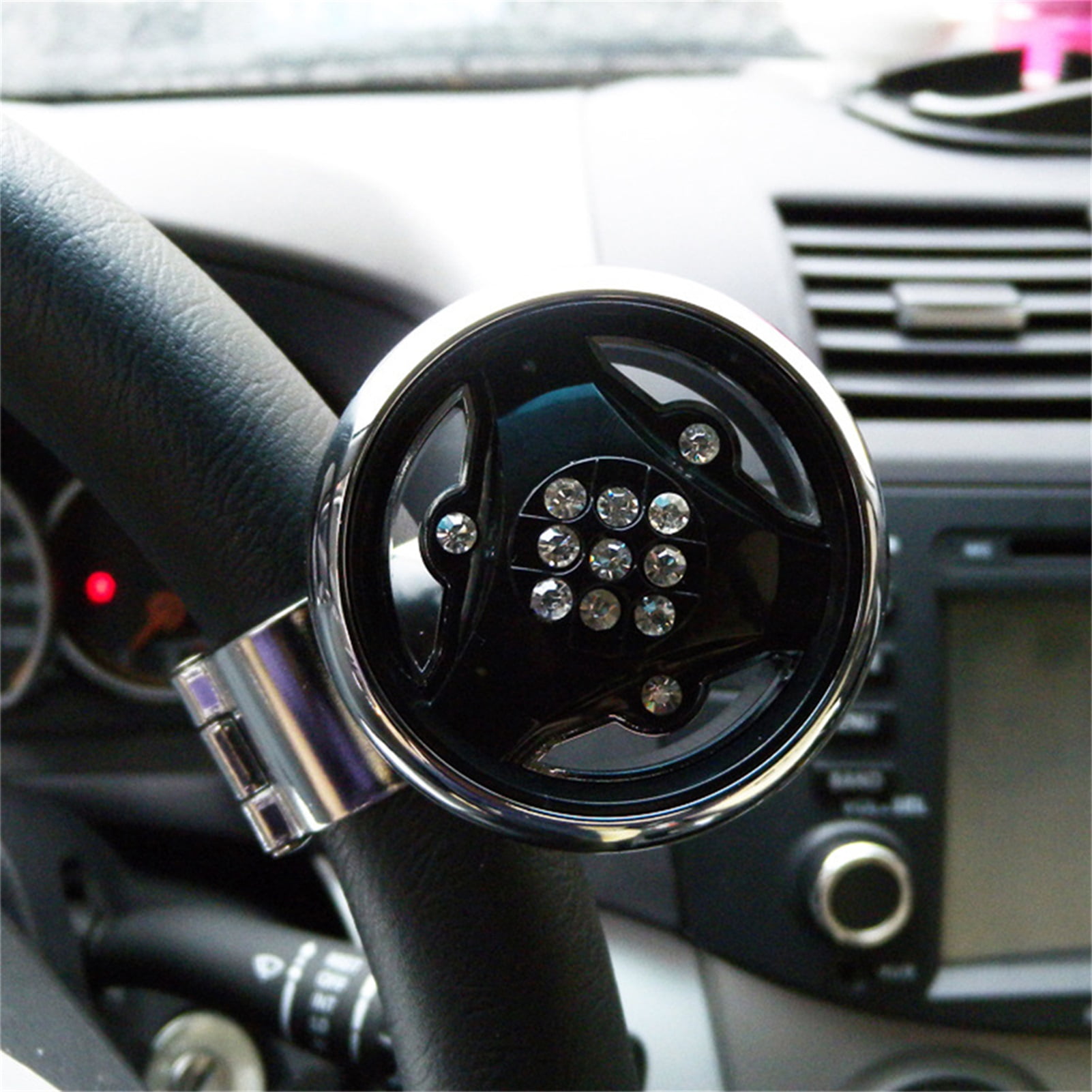 Bluethy Stylish Rhinestones Car Steering Wheel Spinner Knob Handle Control  Ball Booster 