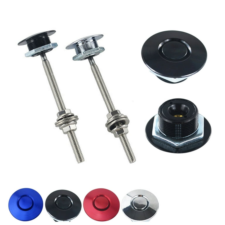 Bluethy Universal 32mm Push Button Billet Hood Pin Lock Clip Kit Engine  Bonnet Latches Set