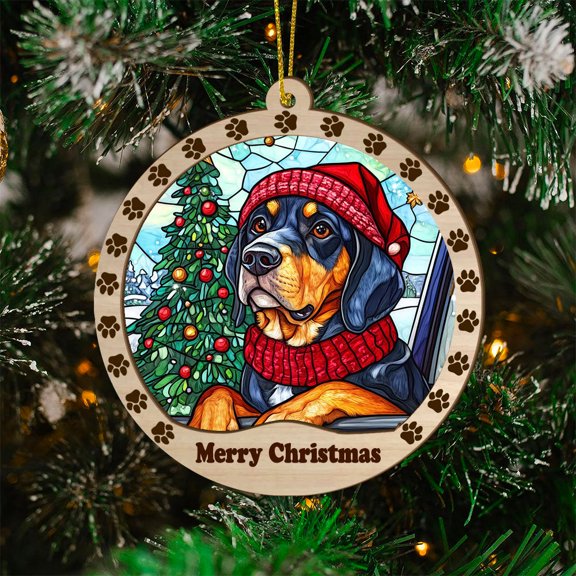 Bluetick Coonhound Christmas Tree Dog Ornament, Bluetick Coonhound Dog Christmas, Bluetick Coonhound Dog SunCatcher ,Christmas Decoration, Christmas Keepsake