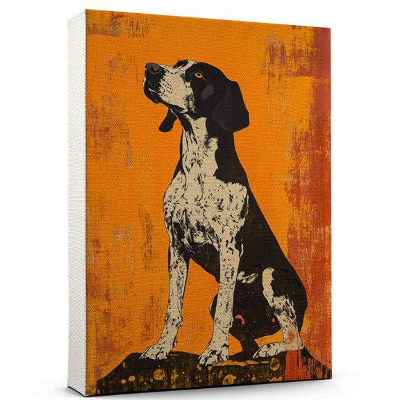 Bluetick Coonhound Cute Dog Climbing Canvas Canvas Retro Bluetick Coonhound Dog Batter in Action With Climbing for Themed Living Room, Pet Shop Decor