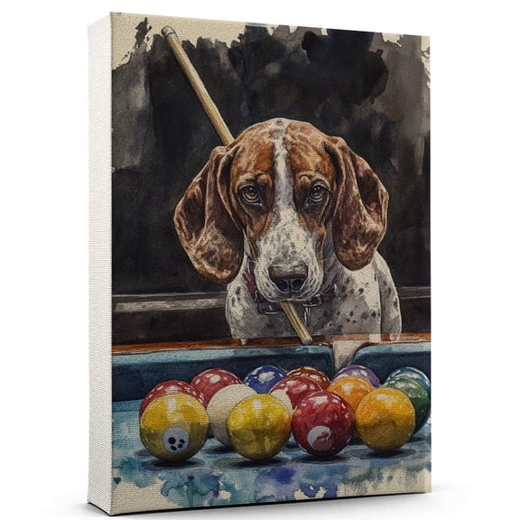 Bluetick Coonhound Dog Canvas Billiards Canvas Funny Bluetick Coonhound Dog Canvas Artwork, Funny Dog Wall Art for Billiards Room or Pet Shop