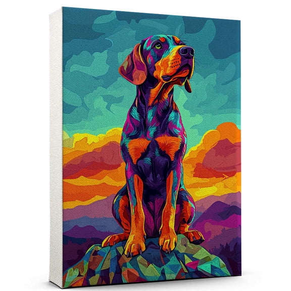 Bluetick Coonhound Dog Canvas Climbing Canvas Cute Bluetick Coonhound Canvas Wall Art of Puppy Playing Climbing, Perfect for Dog and Sports Fans