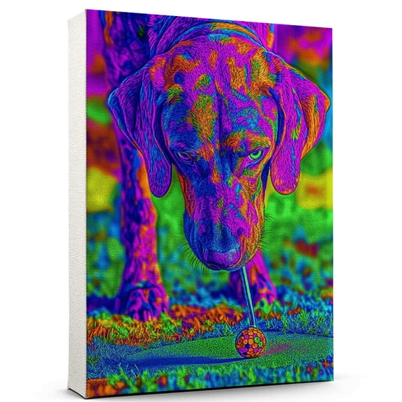 Bluetick Coonhound Dog Golf Canvas Funny Bluetick Coonhound Dog Playing Golf Canvas Wall Art for Sports Lovers, Pet Lovers, Home Decor