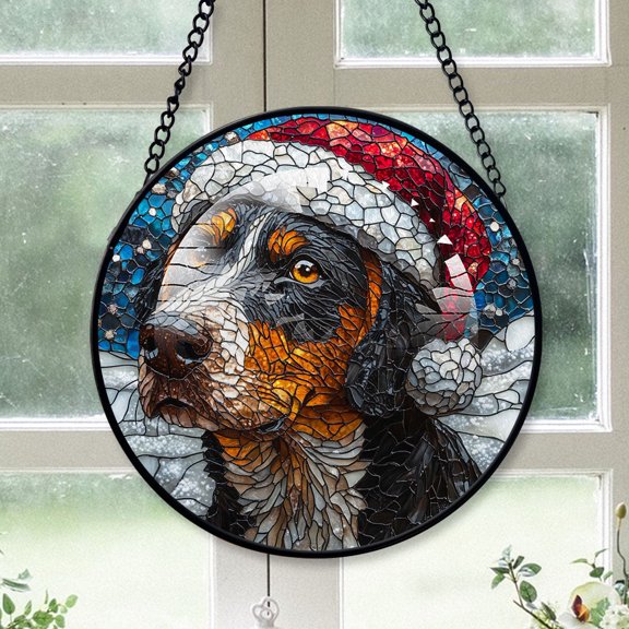 Bluetick Coonhound Dog Ornament Christmas 2025 - Bluetick Coonhound Dog Stained Glass SunCatcher for Window Christmas Tree, Dog Decor, Holiday, Xmas Gift