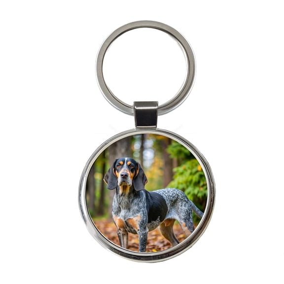 Bluetick Coonhound Dog Photo Metal Round Keychain
