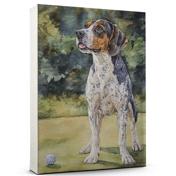 Bluetick Coonhound Dog Playing Golf Wall Canvas Bluetick Coonhound Canvas Art for Dog Lovers, Golf Canvas and Unique Room Decor