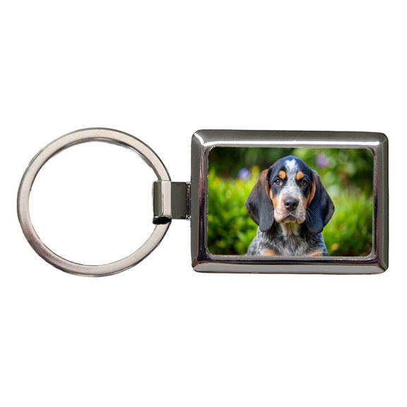 Bluetick Coonhound Dog Puppy Photo Metal Rectangle Keychain