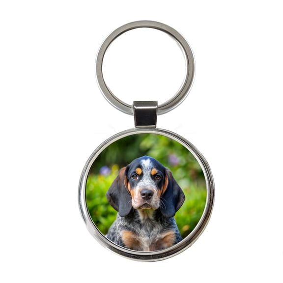 Bluetick Coonhound Dog Puppy Photo Metal Round Keychain