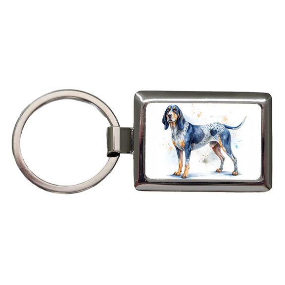 Bluetick Coonhound Dog Watercolor Style Metal Rectangle Keychain