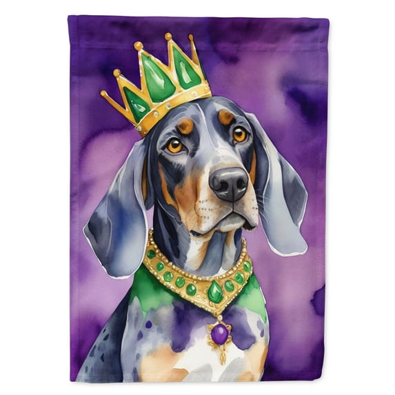 Bluetick Coonhound King of Mardi Gras Garden Flag 11.25 in x 15.5 in