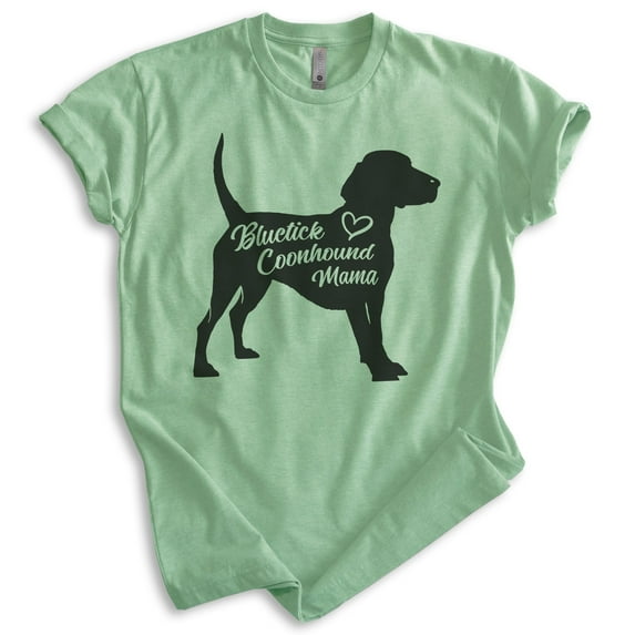 Bluetick Coonhound Mama, Unisex Women's Shirt, Bluetick Coonhound, Hound Owner, Funny Dog Mama Gift, Heather Apple Green, X-Large