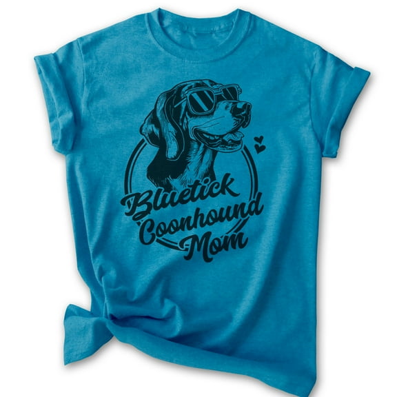 Bluetick Coonhound Mom, Unisex Women's Shirt, Bluetick Coonhound, Hound Owner, Funny Dog Mom Gift, Heather Blue, Medium