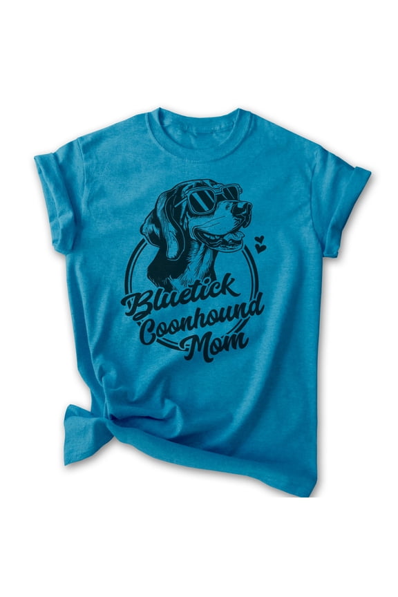 Bluetick Coonhound Mom, Unisex Women's Shirt, Bluetick Coonhound, Hound Owner, Funny Dog Mom Gift, Heather Blue, XX-Large