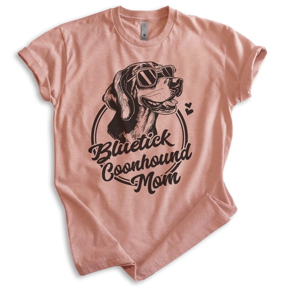 Bluetick Coonhound Mom, Unisex Women's Shirt, Bluetick Coonhound, Hound Owner, Funny Dog Mom Gift, Heather Sunset, Large