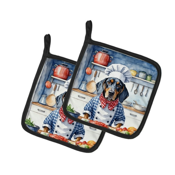 Bluetick Coonhound The Chef Pair of Pot Holders