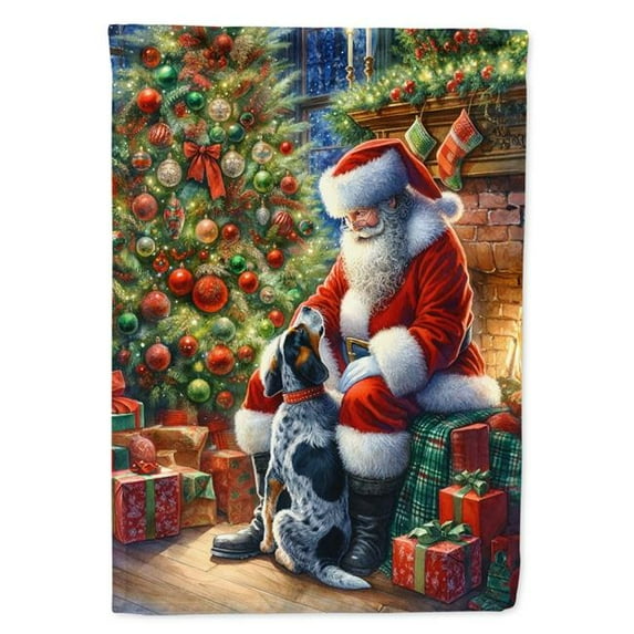 Bluetick Hound and Santa Claus House Flag 28 in x 40 in