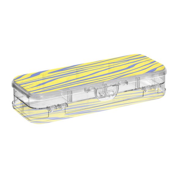 Bluetigerstripe Printed Large Double Layer Clear Pencil Box Removable Dividers Pencil Cases for 3-18year