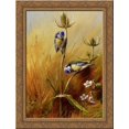 thumbnail image 1 of Bluetits On A Teasel 24x18 Gold Ornate Wood Framed Canvas Art by Archibald Thorburn, 1 of 2