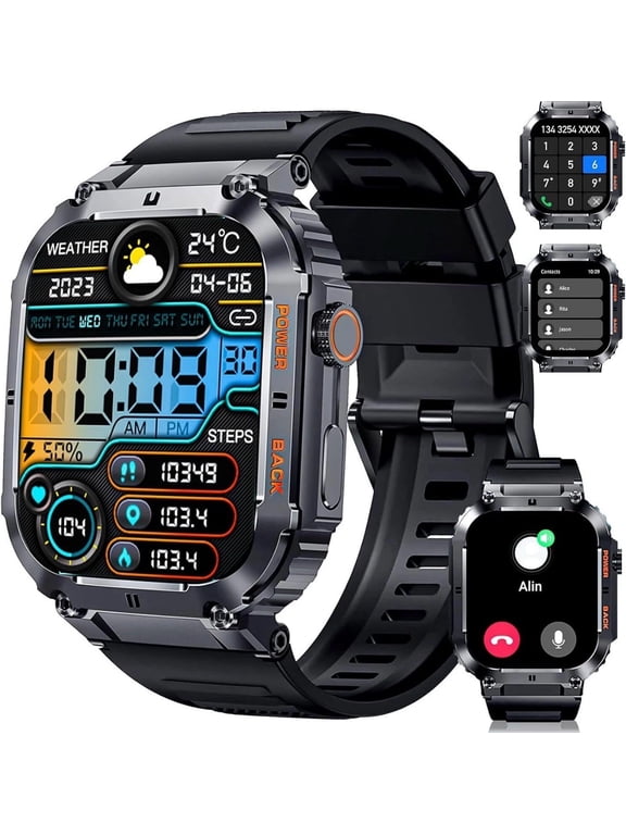 Bluetooth 1.96" Smartwatch with Calling, Fitness Tracker, Pedometer, IP67 Waterproof, Long Standby, Compatible with i-Phone 15 Plus