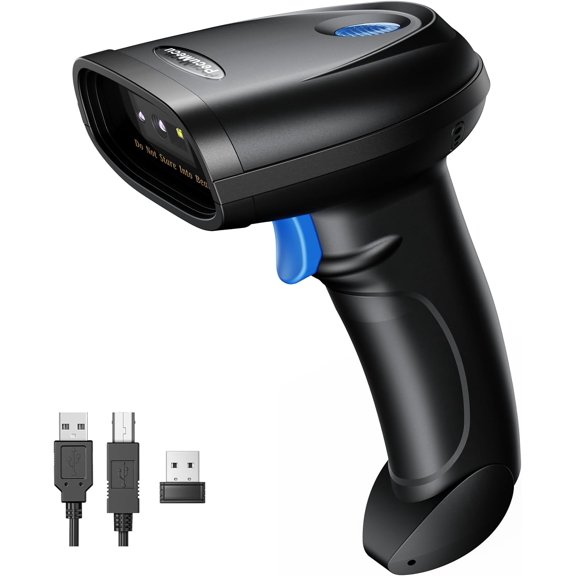 Bluetooth 1D&2D Barcode Scanner, 3-in-1 Bluetooth & USB Wired & 2.4G Wireless QR Barcode Reader, PDF417 Data Matrix Handheld Bar Code Scanner Work with Windows, Android, iOS (TM-10B)