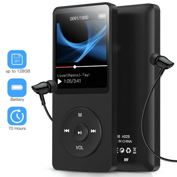 HPQ Bluetooth 2.0 M3 Player MP3 Music Player with 1.8" Screen – Portable Speaker, FM Radio, Voice Recorder, Supports 128GB SD Card Expansion.