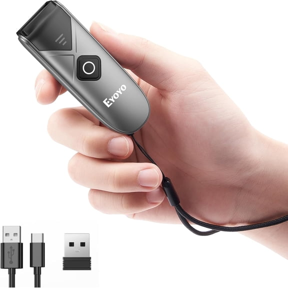 Bluetooth 2D&1D Barcode Scanner, Portable Wireless Mini Barcode Reader with 2.4G Wireless/Bluetooth/USB Wired Connection QR Code Scanner Compatible with Pad, Phone, Android, Tablet PC