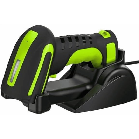 Bluetooth 2D QR Barcode Scanner with Charging Stand,Industrial Dustproof and Waterproof 3 in 1 Compatible with Bluetooth & 2.4GHz Wireless & Wired Connection with Vibration Alert Green$$Office