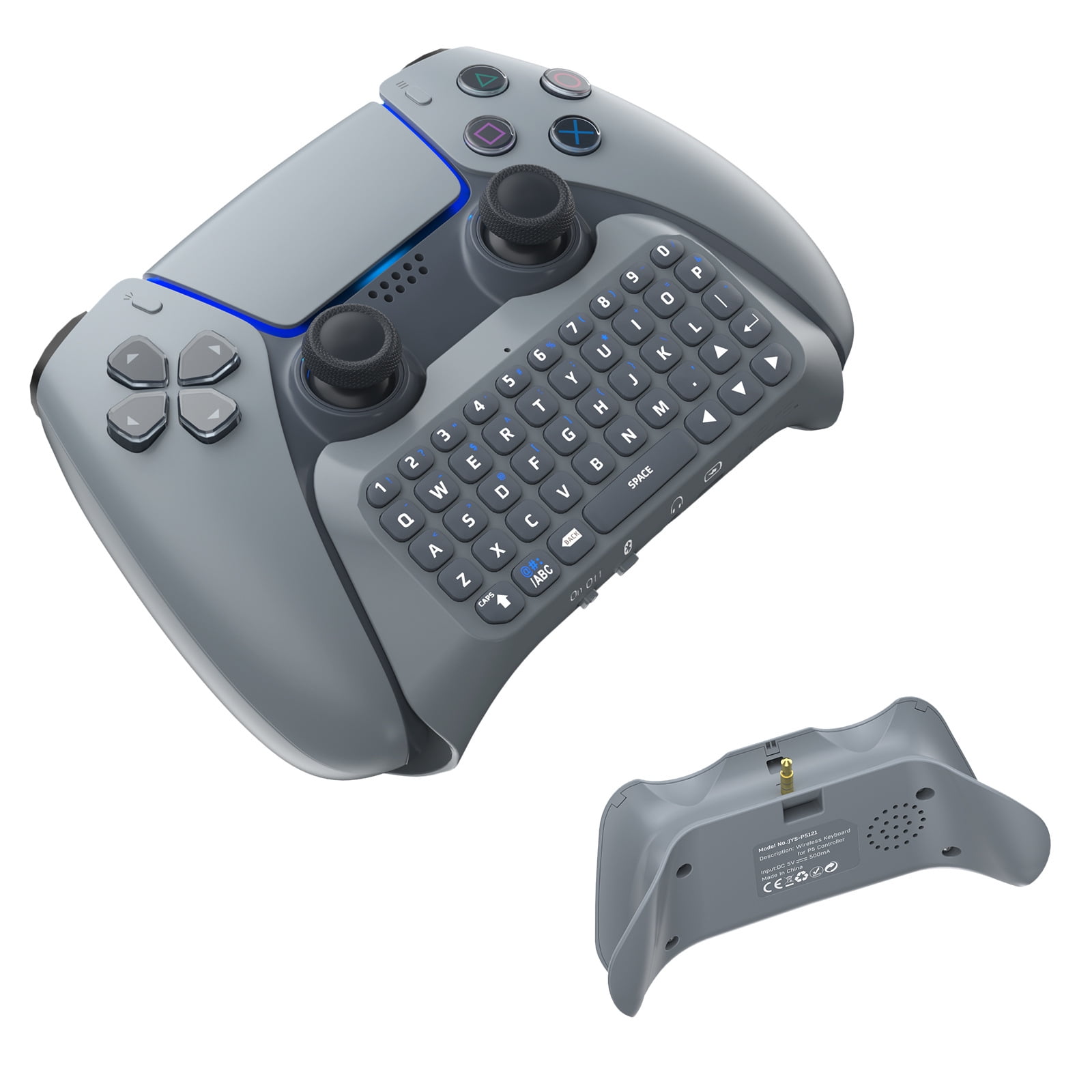 Bluetooth 3.0 Wireless Controller Keyboard for PS5/PS5 Pro,Mini Portable Gamepad Chatpad with Built-in Speaker&3.5MM Audio Jack, Voice Chat Board for Messaging&Gaming Live Chat,Grey