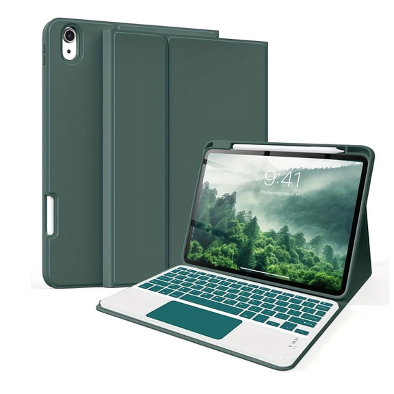 Bluetooth 3.0 Wireless Keyboard Case with Trackpad – Ultra-Thin iPad Cover with Type-C Charging
