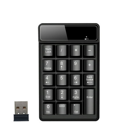 Bluetooth 4.0 Wireless Numeric Keypad - 19 Keys, 2.4GHz, 10m Range, USB Receiver, Power-Saving, for Laptop/Desktop