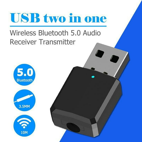 Bluetooth 5.0 2-in-1 Transmitter and Receiver, Low Latency USB Bluetooth Audio Adapter for TV, Car, Home Stereo, Speaker, Smart TV, Tablet, Smartphone, Desktop, Headphones