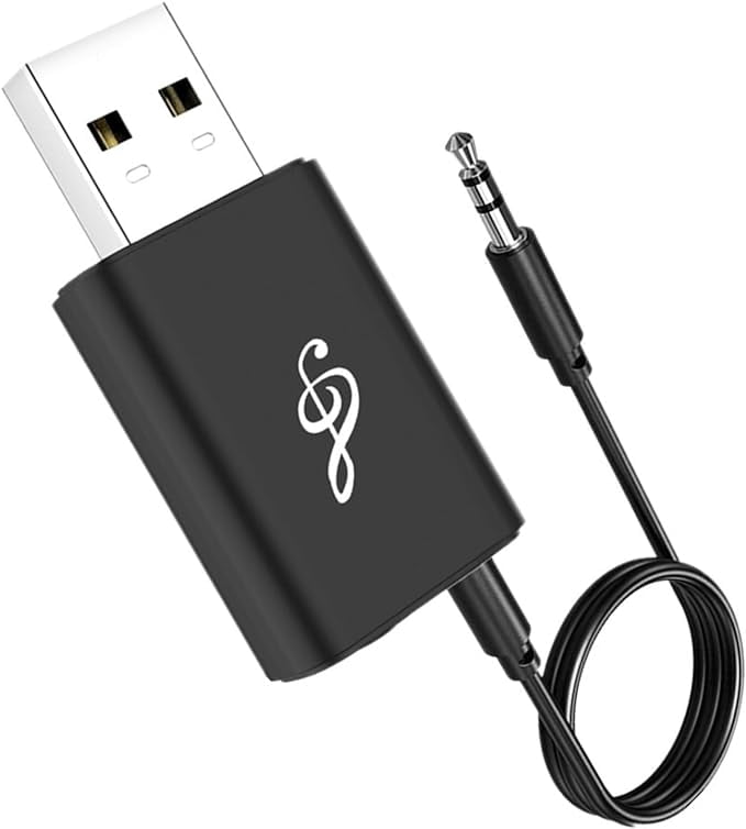 Bluetooth 5.0 Adapter 3.5mm Jack Aux Dongle, Portable Wireless Transmitter Receiver for TV/PC/Headphone/Car/Home Theater, USB Bluetooth Audio Adapter Music Receiver, Low Latency, Plug and Play