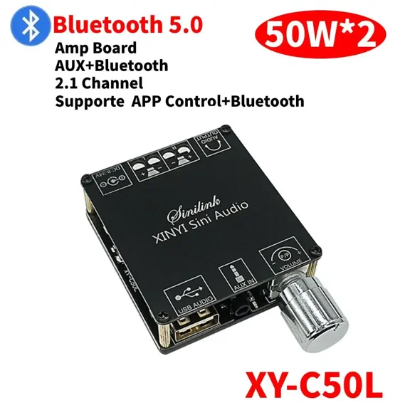 Bluetooth 5.0 Amplifier Board 100Wx2 - TPA3116D2 Stereo Audio Power Amp Module With Bass Treble Control, For Subwoofer, Home Theater, DIY Speaker Projects