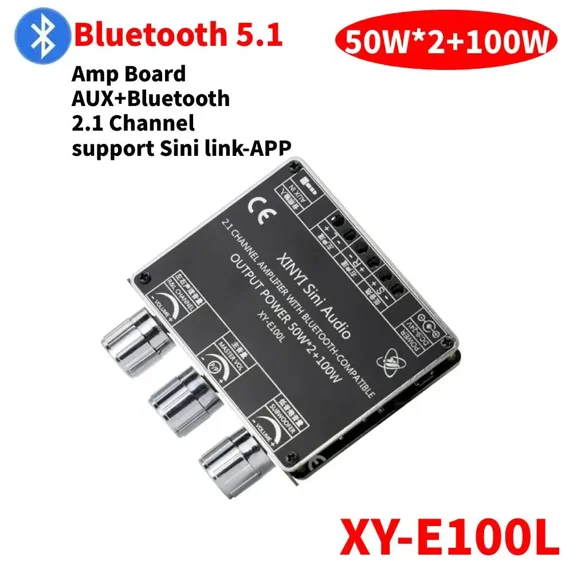 Bluetooth 5.0 Amplifier Board 100Wx2 - TPA3116D2 Stereo Audio Power Amp Module With Bass Treble Control, For Subwoofer, Home Theater, DIY Speaker Projects