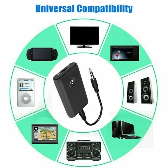 Bluetooth 5.0 Audio Adapter 2-In-1 Wireless Transmitter/Receiver With 3.5Mm Aux