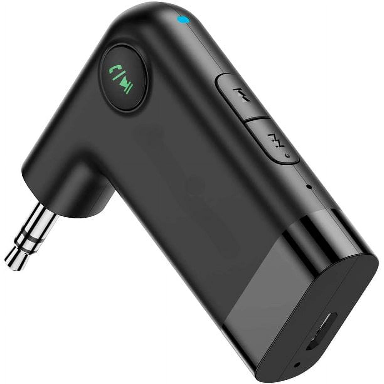Bluetooth 5.0 Receiver Portable Wireless 3.5mm Aux Audio Car Kits Adapter 10 Hours Battery Life Built in Microphone Easy Operation Black