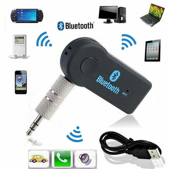 Bluetooth 5.0 Audio Receiver, 10m Range, 3.5mm AUX, for Car/Headphone/Speaker, with USB Cable
