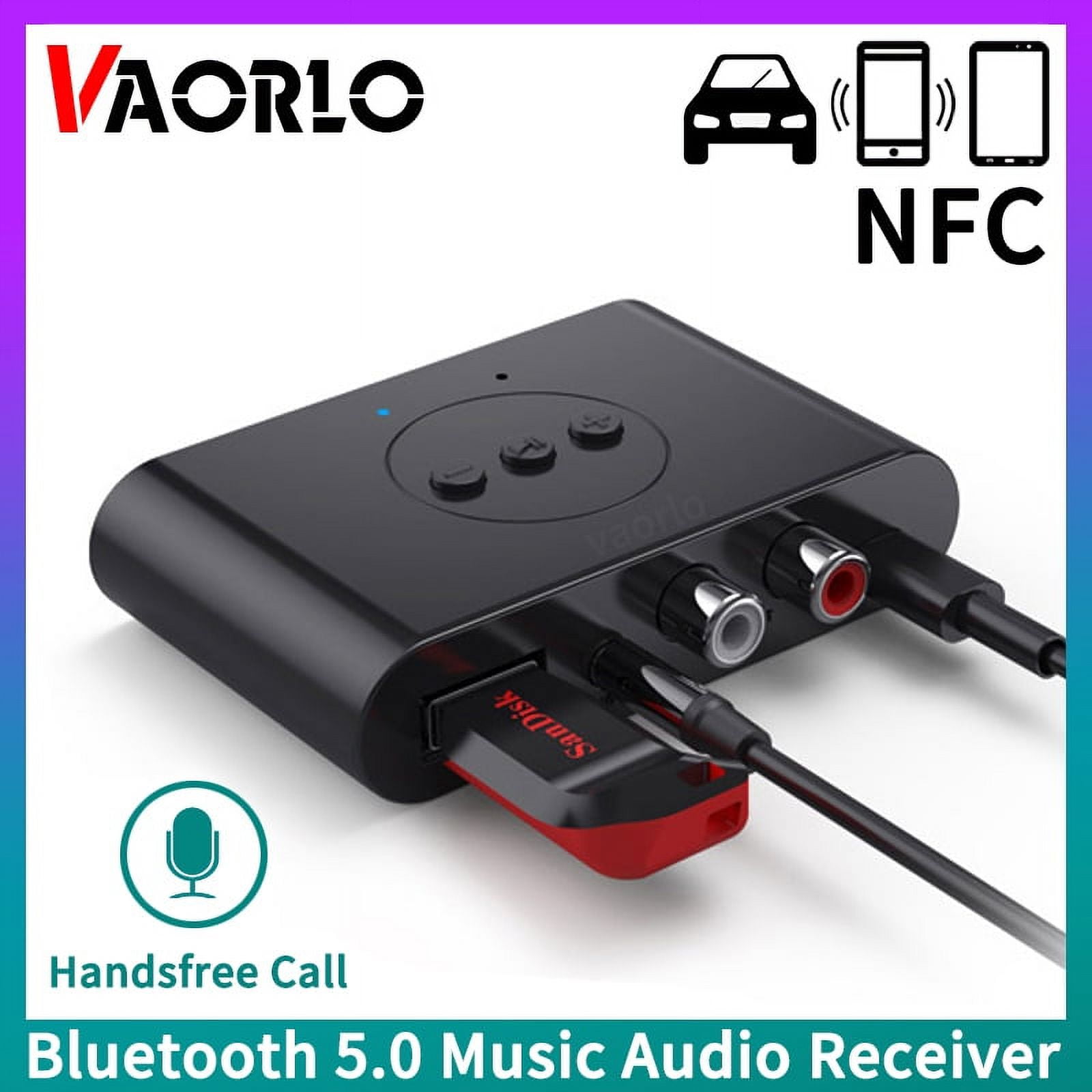 NFC Bluetooth 5.0 Récepteur 3,5 mm APTX LL AUX RCA Jack Adaptateur sans fil  Auto Car Bluetooth Audio Receiver Couleur: noir 